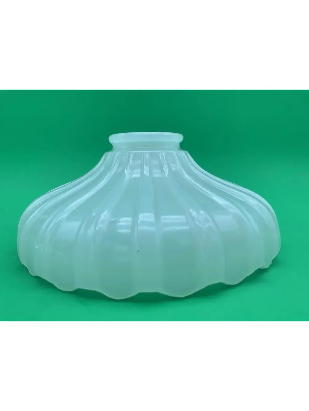 Vintage Milk Glass Ribbed Clam Broth Pattern Lamp or Light Fixture Shade - 7.25